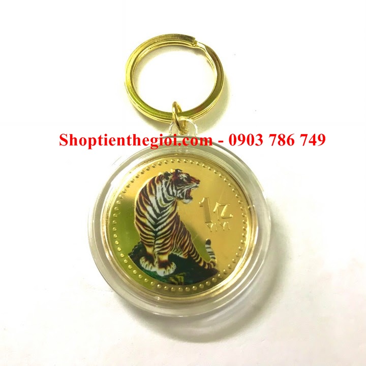 Móc khóa Xu in màu hình con Cọp Vàng 1 Yi Trung Quốc - SP005342